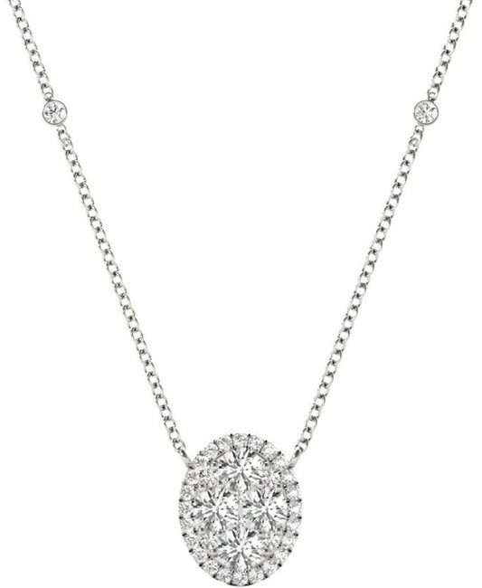 Diamond Oval Pendant, .71 Carat on Solid 18k White Gold P20243W