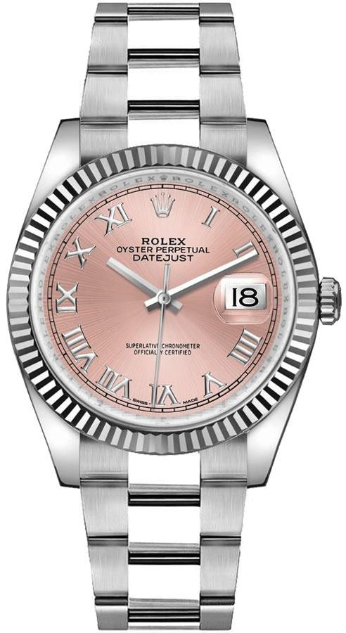 Rolex Datejust 36 White Gold Fluted Bezel Pink Dial Watch 116234