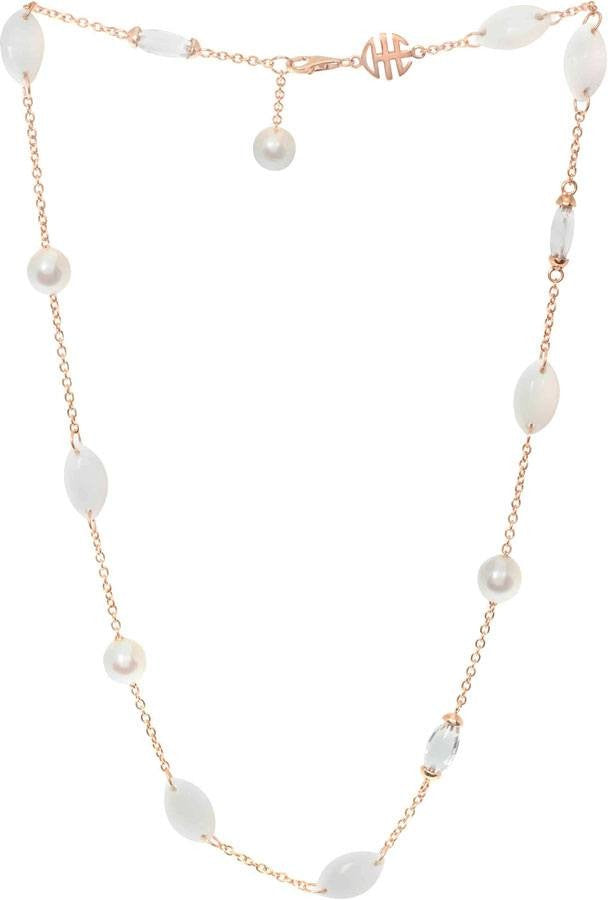 Mimi Milano 18k Rose Gold White Agate White Pearl Necklace C153R1A1J