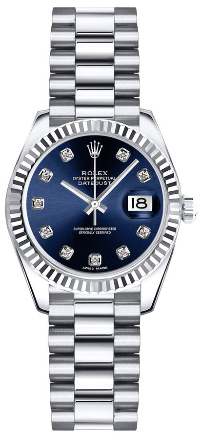 Rolex Lady-Datejust 26 Blue Diamond President Bracelet Watch 179179