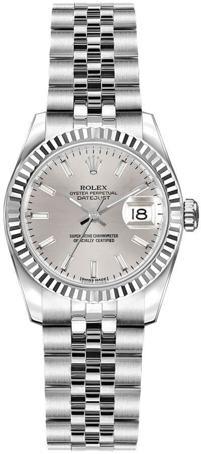 Rolex Lady-Datejust 26 Silver Dial Jubilee Bracelet Watch 179174