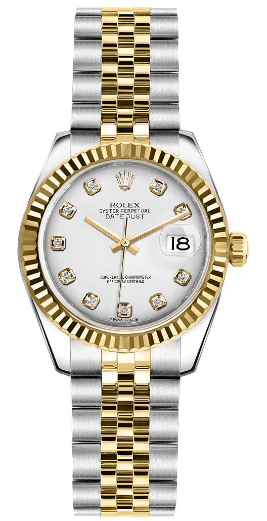 Rolex Lady-Datejust 26 White Diamond Jubilee Bracelet Watch 179173