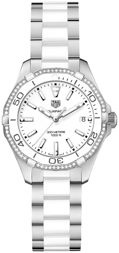 Tag Heuer Aquaracer White Dial Diamond Steel Ladies Watch WAY131H.BA0914