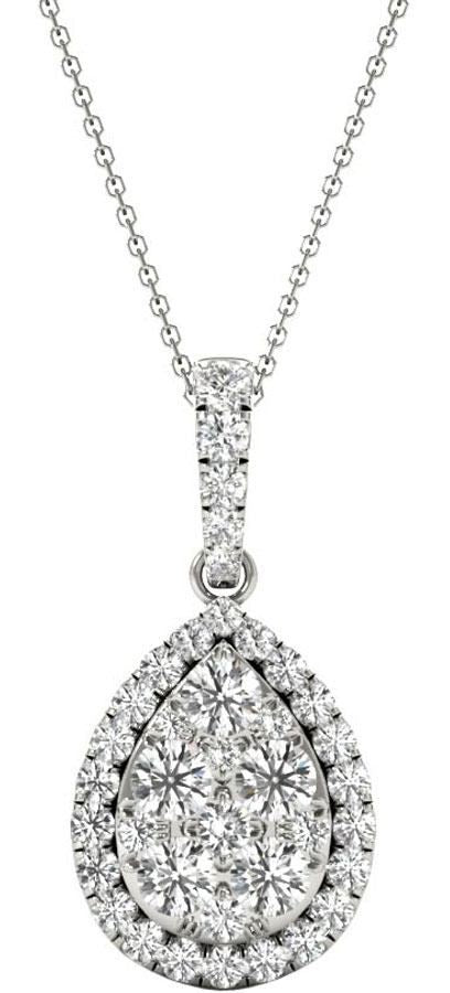 Diamond Oval Pendant, .81 Carat on 18k White Gold P20249W