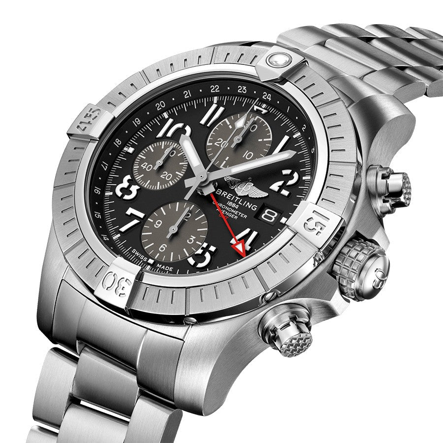 Breitling Avenger Chronograph GMT 45 Black Dial Men's Watch A24315101B1A1