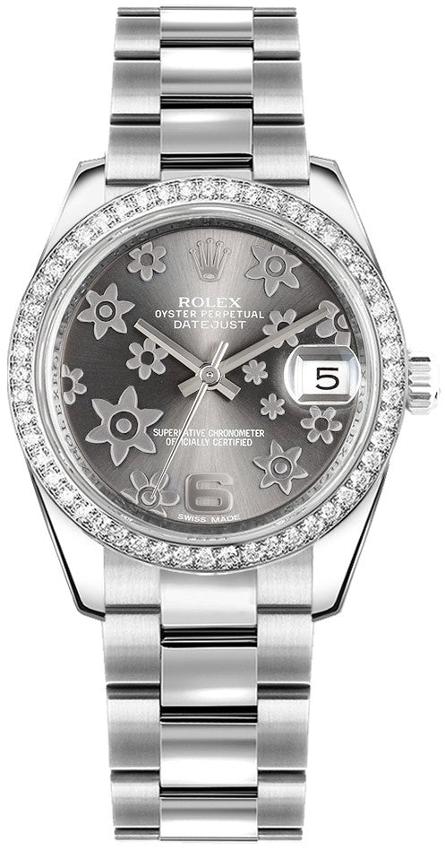 Rolex Datejust 31 Rhodium Floral Dial Women's Watch 178384-0025