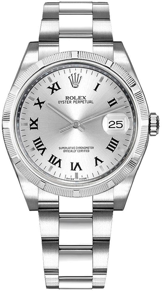 Rolex Oyster Perpetual Date 34 Silver Dial Women's Watch 115210