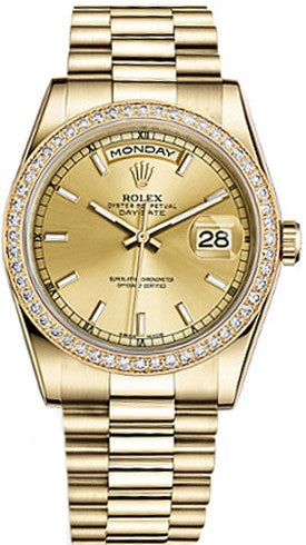 Rolex Day-Date 36 Champagne Dial Gold Watch 118348-0035