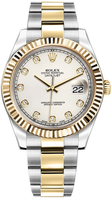 Rolex Datejust II 41 Ivory Diamond Dial Watch 116333-0008