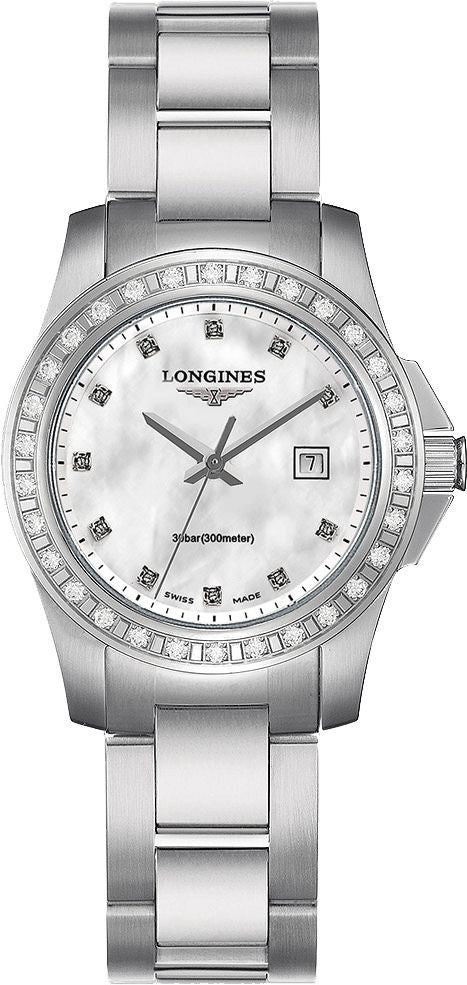 Longines Conquest White Pearl & Diamonds Women's Watch L3.258.0.88.6