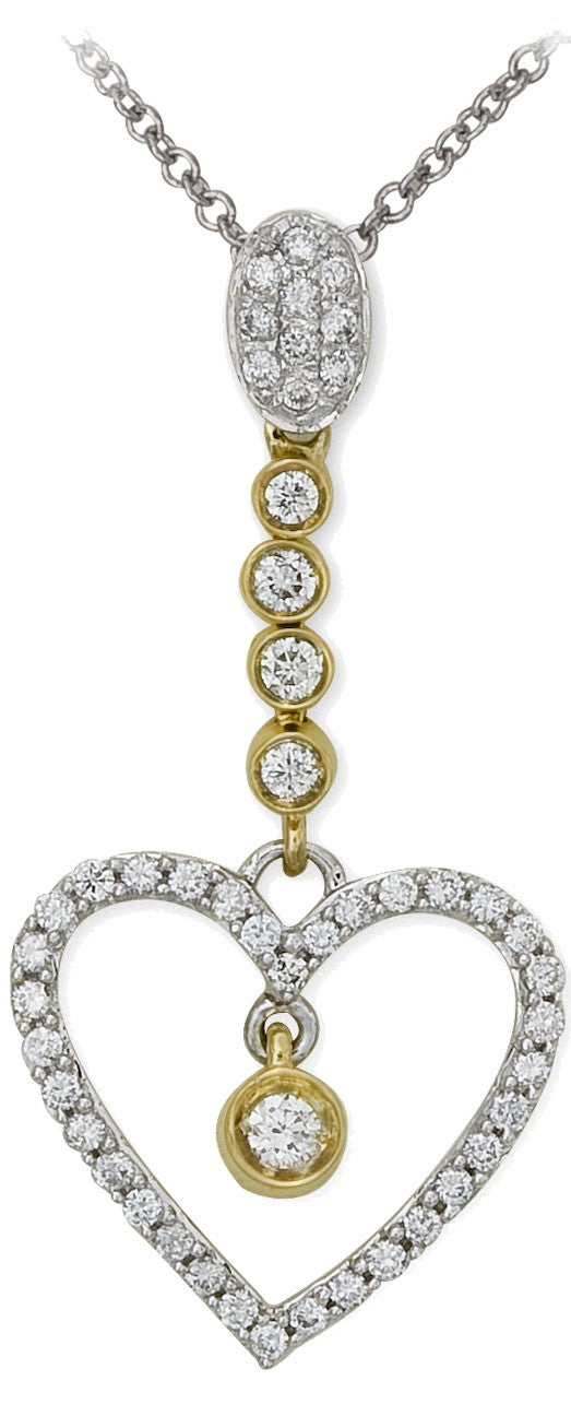 Diamond Pendant, .30 Carat Diamonds on 14k White & Yellow Gold P2T128