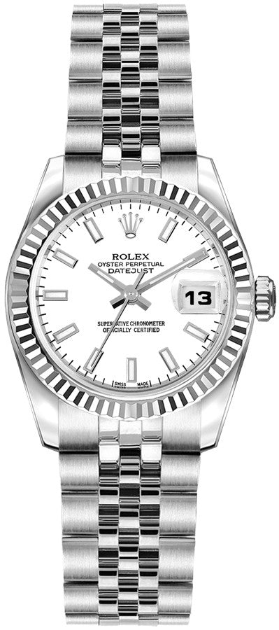 Rolex Lady-Datejust 26 White Dial Watch 179174