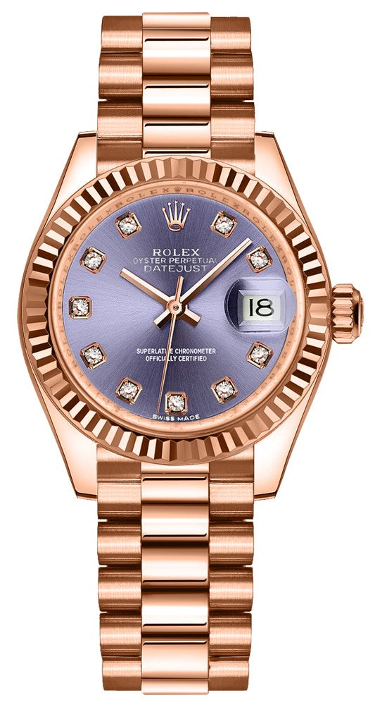 Rolex Lady-Datejust 28 Aubergine Dial Women's Watch 279175-0019