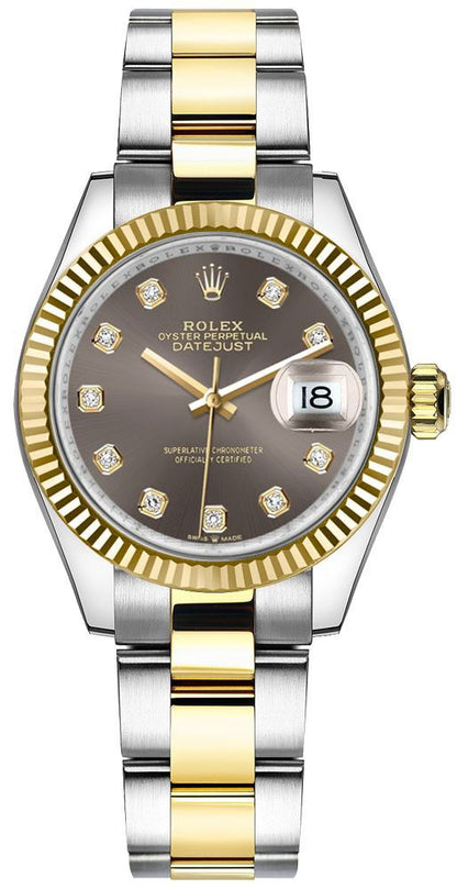 Rolex Datejust 31 18k Yellow Gold Fluted Bezel Women's Watch 278273-0021