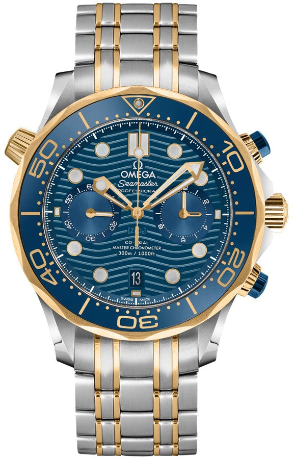 Omega Seamaster Chronograph Blue Bezel Men's Watch 210.20.44.51.03.001