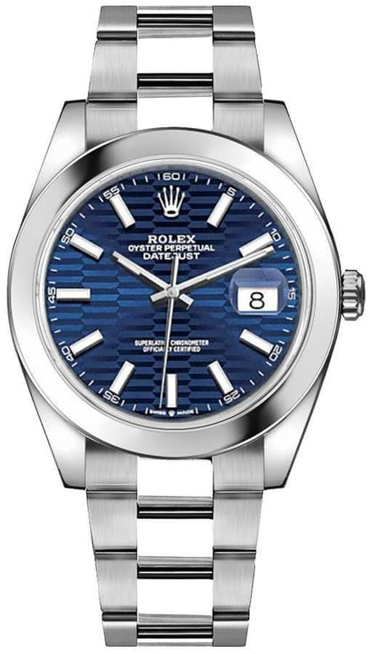 Rolex Datejust 41 Blue Fluted Motif Dial Men's Watch 126300-0023