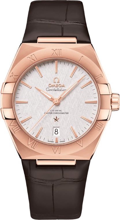 Omega Constellation Rose Gold Leather Strap Men's Watch 131.53.39.20.02.001