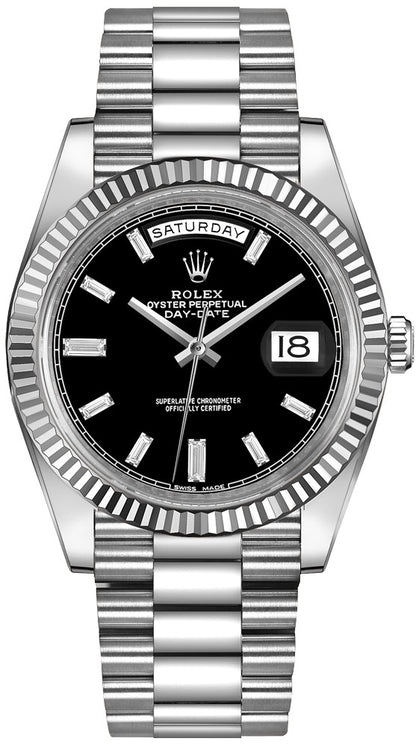 Rolex Day-Date 40 Black Diamond Dial Men's Watch 228239-0005