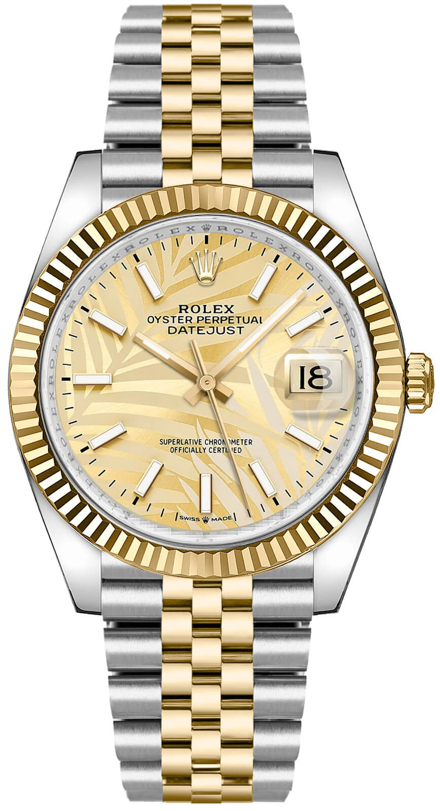 Rolex Datejust 36 Golden Palm Motif Dial Unisex Watch 126233-0037