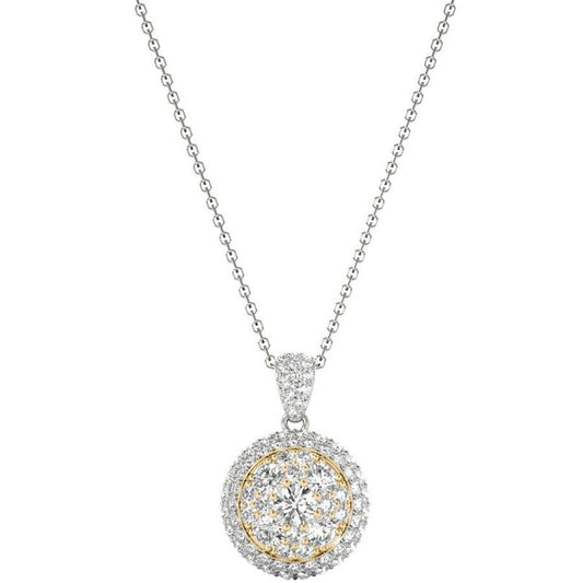 Diamond Round Pendant, .63 Carat on Solid 18k White & Yellow Gold P21969WY