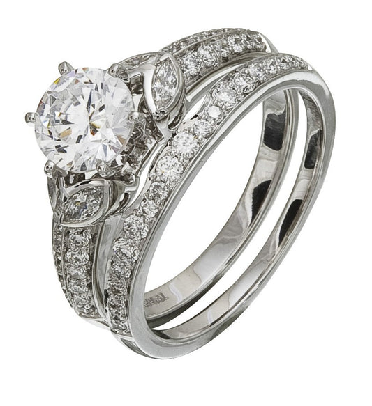 Diamond Wedding Ring Set, .64 Carat Diamonds on 14K White Gold