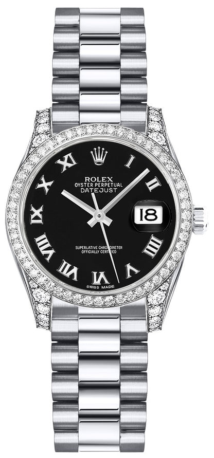 Rolex Lady-Datejust 26 Black Roman Numeral Women's Watch 179159