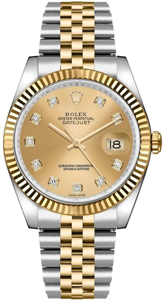 Rolex Datejust 36 Champagne Diamond Dial Watch 116233-0150