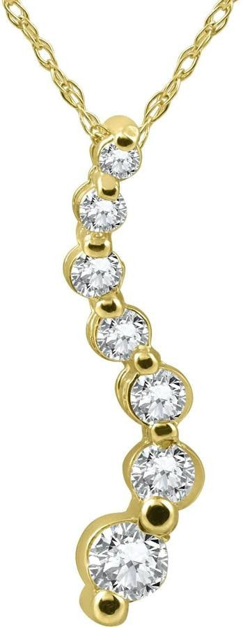 Diamond Journey Pendant, 0.5 Carat on Solid 14k Yellow Gold