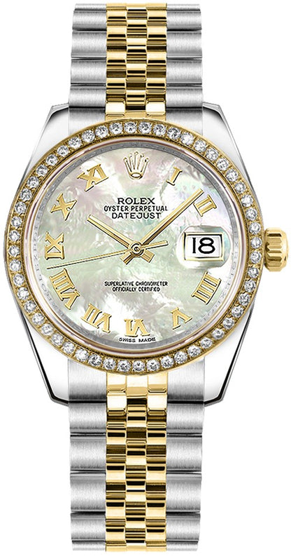 Rolex Datejust 31 Mother of Pearl Diamond Gold & Steel Watch 178383-0003