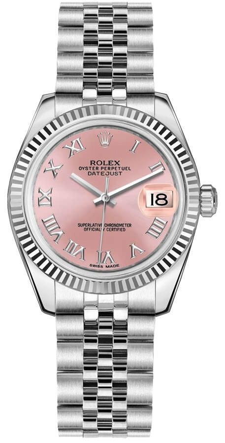 Rolex Datejust 31 Pink Roman Numeral Jubilee Bracelet Watch 178274-0077