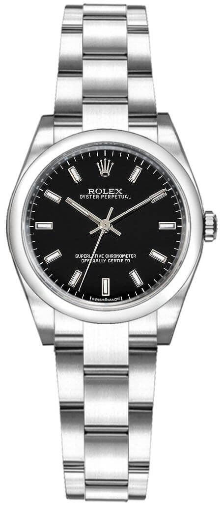 Rolex Oyster Perpetual 26 Black Dial Women's Watch 176200-0017