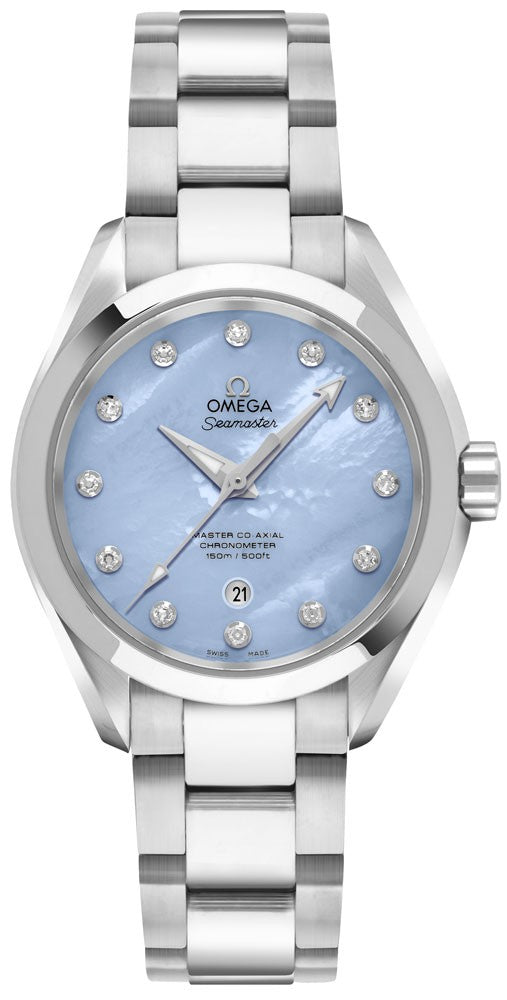 Omega Seamaster Aqua Terra Pearl Blue & Diamond Dial Women's Watch 231.10.34.20.57.002