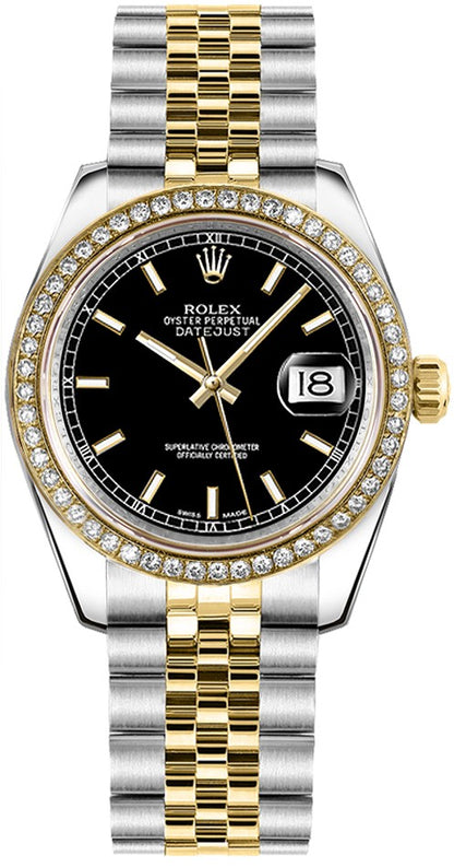 Rolex Datejust 31 Black Dial Jubilee Bracelet Watch 178383