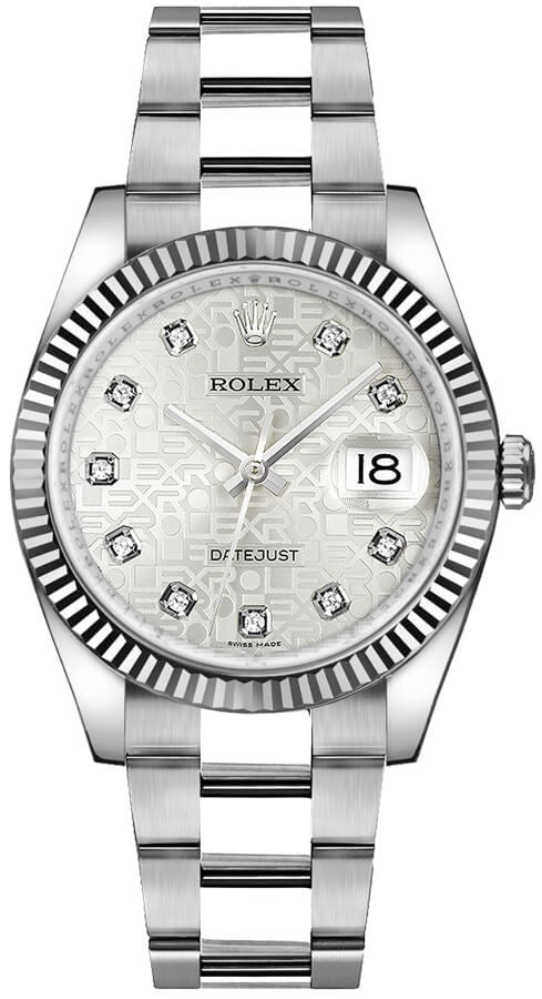 Rolex Datejust 36 Silver Diamond Jubilee Oyster Bracelet Watch 116234-0135