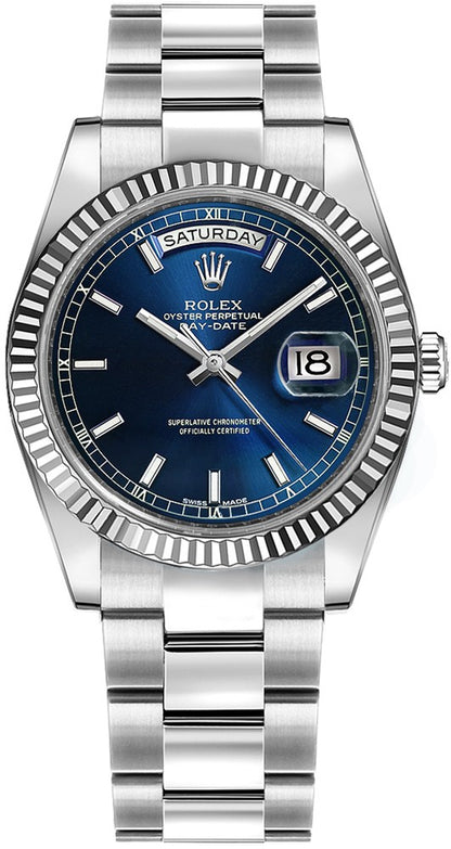 Rolex Day-Date 36 Blue Dial Oyster Bracelet Watch 118239-0303