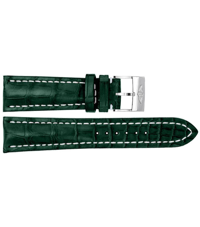 Breitling 24mm Green Leather Strap With Pattern 752P