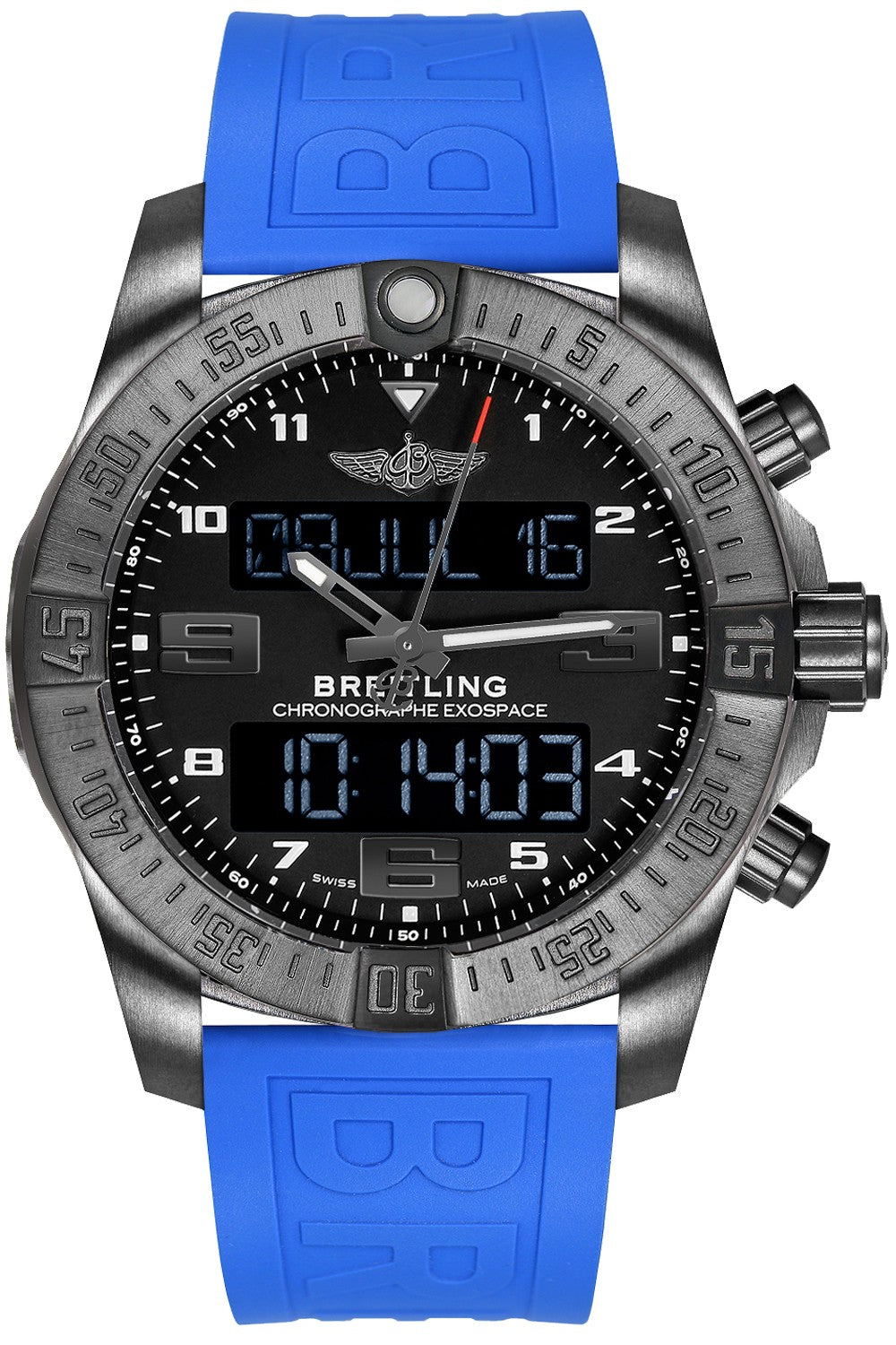 Breitling Exospace B55 Black Titanium Blue Rubber Strap Men's Watch VB5510H1/BE45-235S