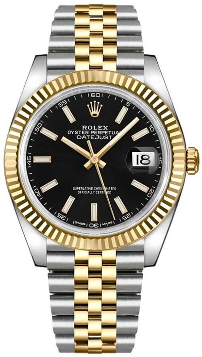 Rolex Datejust 41 Black Dial Men's Gold & Steel Watch 126333-0014