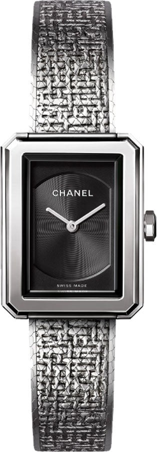 Chanel Boy-Friend Tweed Small Black Dial Quartz Women's Watch H4876