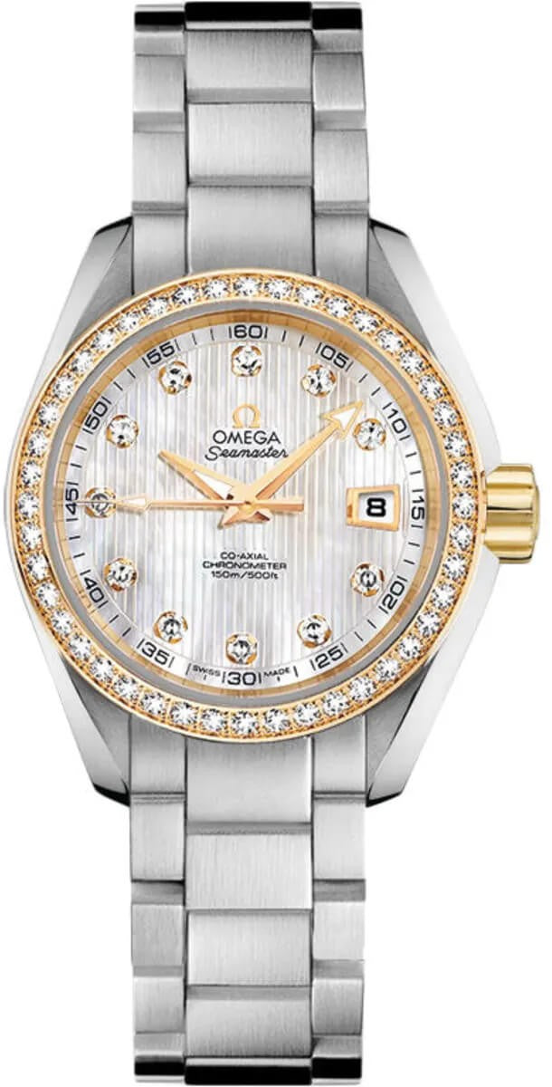 Omega Seamaster Aqua Terra 18k Gold & Steel Diamond Women's Watch 231.25.30.20.55.004