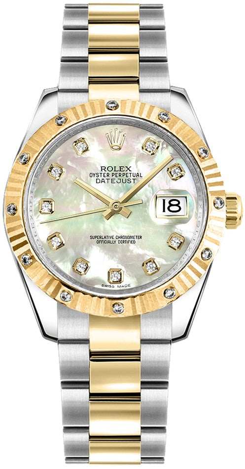 Rolex Datejust 31 Mother of Pearl Diamond Oyster Bracelet Watch 178313-0032