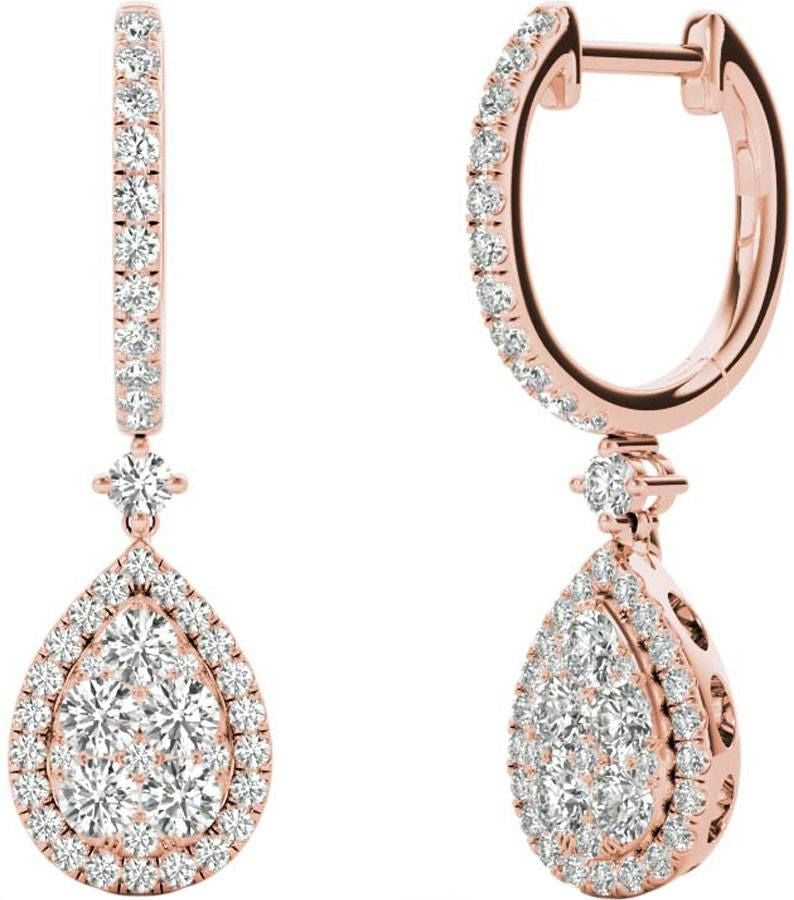 Diamond Earrings, 1.45 Carat Diamonds on Solid 18k Rose Gold E20240R