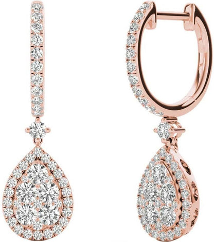 Diamond Earrings, 1.45 Carat Diamonds on Solid 18k Rose Gold E20240R