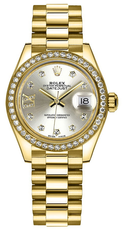 Rolex Lady-Datejust 28 President Bracelet Gold Watch 279138RBR-0001