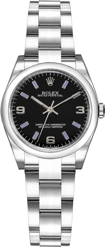 Rolex Oyster Perpetual 26 Oyster Bracelet Black Dial Watch 176200