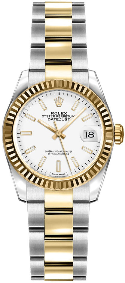 Rolex Lady-Datejust 26 White Dial Oyster Bracelet Watch 179173