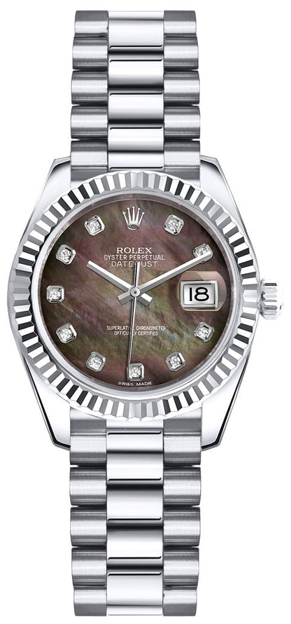 Rolex Lady-Datejust 26 President Bracelet Diamond Gold Watch 179179