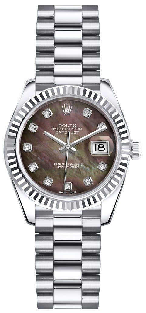 Rolex Lady-Datejust 26 President Bracelet Diamond Gold Watch 179179