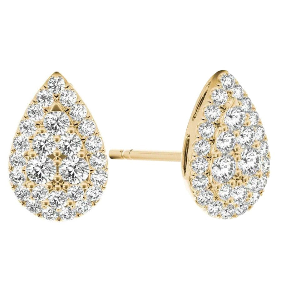 .33 TCW Yellow Gold Diamond Halo Pave Earrings E20238Y