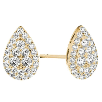 .33 TCW Yellow Gold Diamond Halo Pave Earrings E20238Y